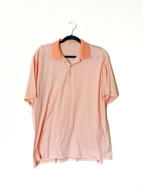Peter Millar Orange Peach White Striped Polo Shirt